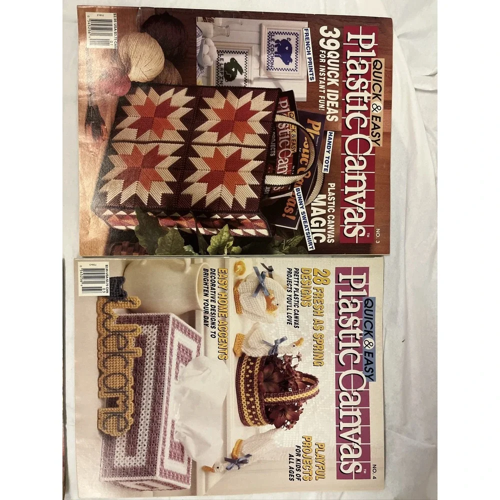 Lot of 5 quick and Easy Plastic Canvas Magazine‎ Craft Patterns 1990